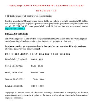 Cepljenje porti gripi v ZD Laško